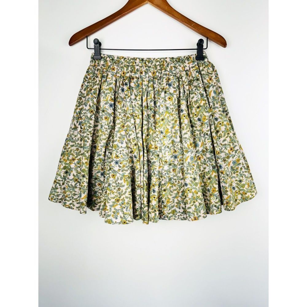 Xirena Women’s Sz M A Line Cassidy Skirt Blue Multi Cotton Floral